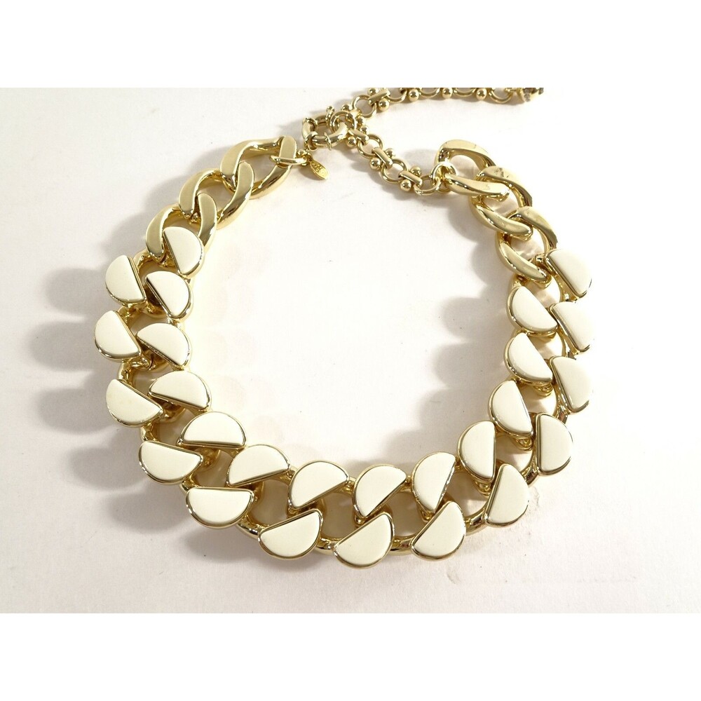 Lee Angel Womens Half-Moon Howlite and Steel Necklace NWT 550 - Picture 4 of 11